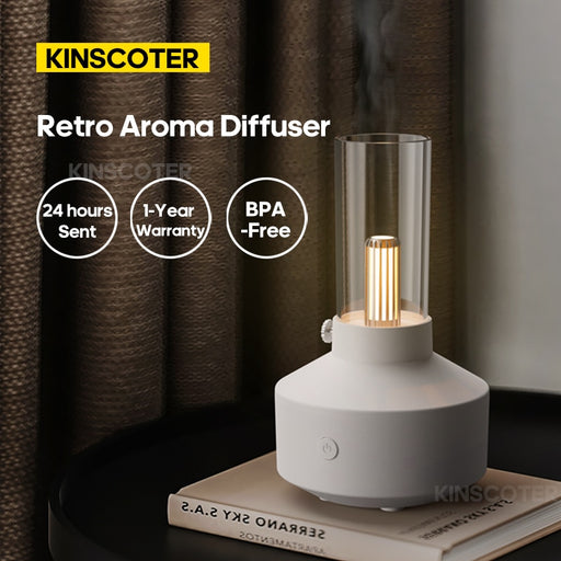 KINSCOTER Retro Aroma Diffuser Essential Oil LED Light Filament Night Light Air Humidifier Work 5-8 Hours For Home Bedroom Gift