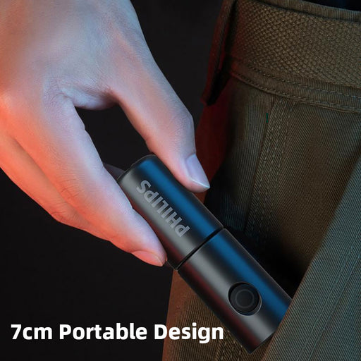 Philips Mini Portable Flashlight with Blue Red Signal Light Rechargeable 18650 Battery Flashlights for Hiking Self Defense Default Title