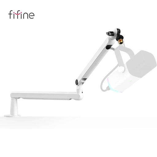 FIFINE Low-profile Boom Arm Microphone Stand with Desk Mount/Cable Managment, Adjustable Mic Boom for AM8 K688-White BM88W BM88W CHINA