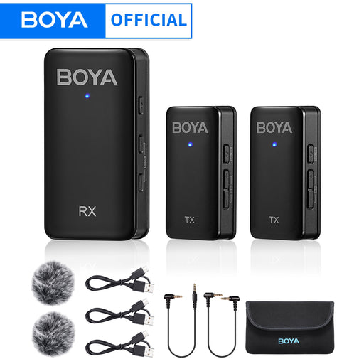 BOYA BY-WMic5 Wireless Lavalier Microphone Dual-Channel Lapel Clip Mic for iphone Camera Recording Vlog Live Streaming YouTube