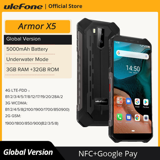 Ulefone Armor X5 Android 11 Rugged Waterproof Smartphone IP68 MT6762 Cell Phone 3GB 32GB Octa core NFC 4G LTE Mobile Phone