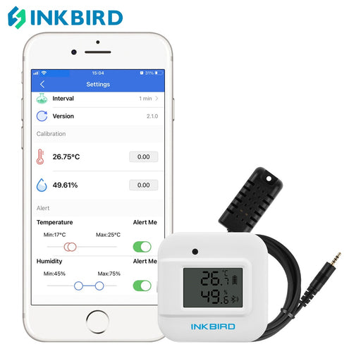 INKBIRD IBS-TH2 Plus Bluetooth Thermometer&amp;Hygrometer Smart Sensor with External Probe Magnet Notification Alert for Greenhouse