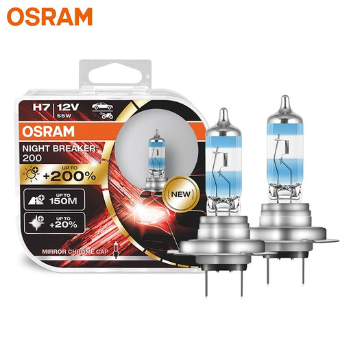 OSRAM Night Breaker 200 H7 Car Halogen Headlight +200% More Brightness Original Lamps 12V 55W Made In Germany 64210NB200, 2pcs Default Title