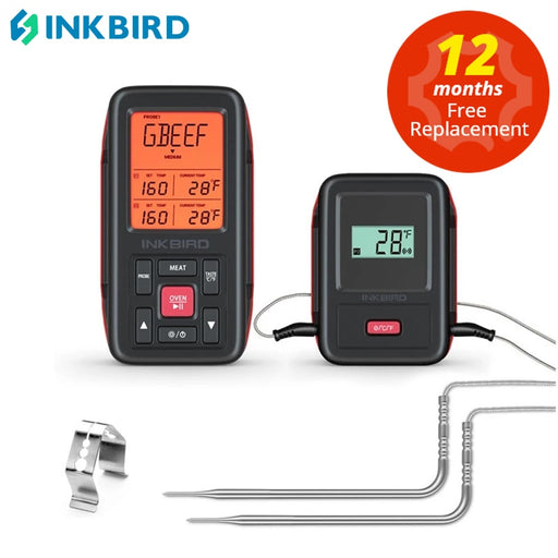 INKBIRD Remote Wireless Home Use RF Thermometer IRF-2SA 500 Feet for Cooking BBQ Grill Oven Smoker with Two Food-Grade Probes