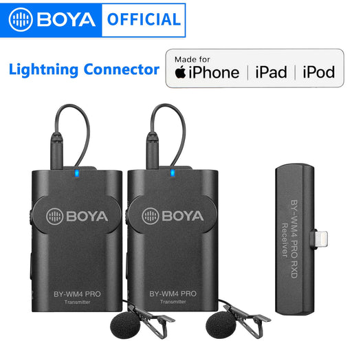 BOYA BY-WM4 Pro K4 Lighting Wireless Microphone for iPhone 13 Pro Max Xs Xr 8 7 SE2 iPad iPod Touch IOS Devices Tiktok Youtube