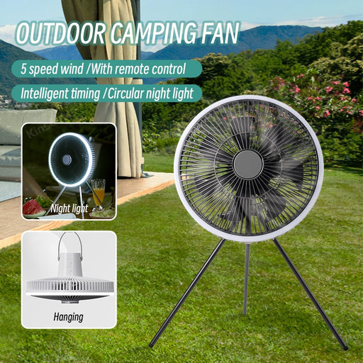 11inch Portable Camping Fan Rechargeable Electric Circulator Fan Outdoor Tent Ceiling LED Light Tripod Stand Desktop Floor Fans