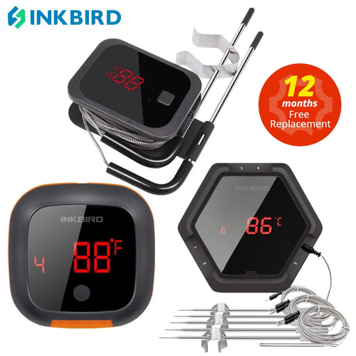 INKBIRD IBT 2X 4XS 6XS 3 Types Food Cooking Bluetooth Wireless BBQ Thermometer Probes&amp;Timer For Oven Meat Grill Free App Control