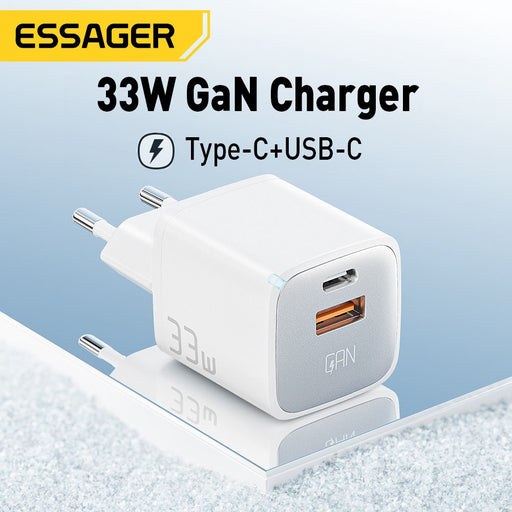 Essager 33W GaN Charger PD Fast USB Type C Charger USB C PD3.0 QC3.0 PPS Quick Charging For iPhone 14 13 12 Pro Travel Chargers