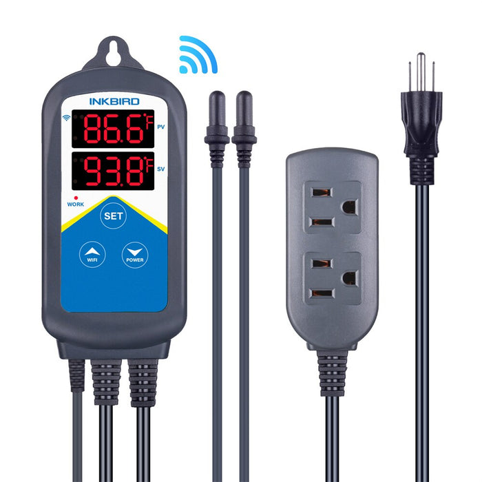 INKBIRD Wi-Fi Aquarium Temperature Controller ITC-306A Double Sockets Thermometer for Fish Tank Water Terrarium with Dual Probe China US PLUG