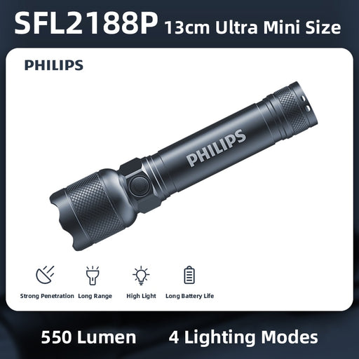 Philips Portable LED Flashlight Waterproof Camping Lights Rechargeable LED Flashlight for Indoor Outdoor Hiking 2188P Default Title
