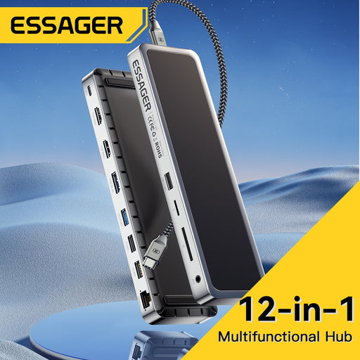 Essager 12 in 1 USB Type C HUB USB C to HDMI-Compatible USB3.0 Docking Station For MacBook Pro iPad Pro USB HUB Adapter Splitter