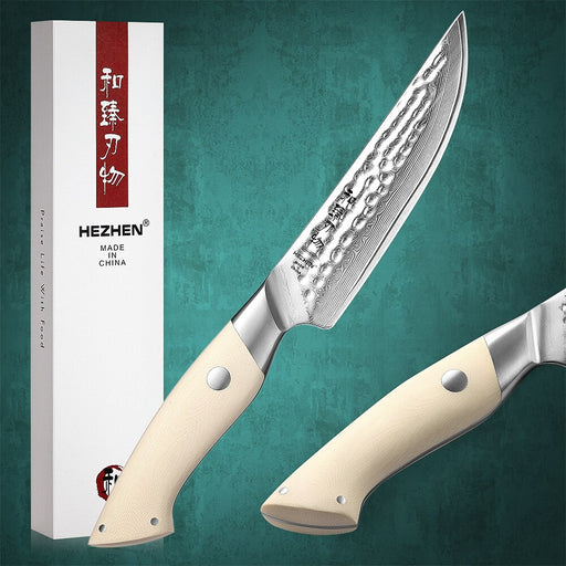 HEZHEN 5 Inch Steak Knife Damascus Steel Kitchen Knife Cooking Cutlery 2022 New Design Kitchen Tools Default Title