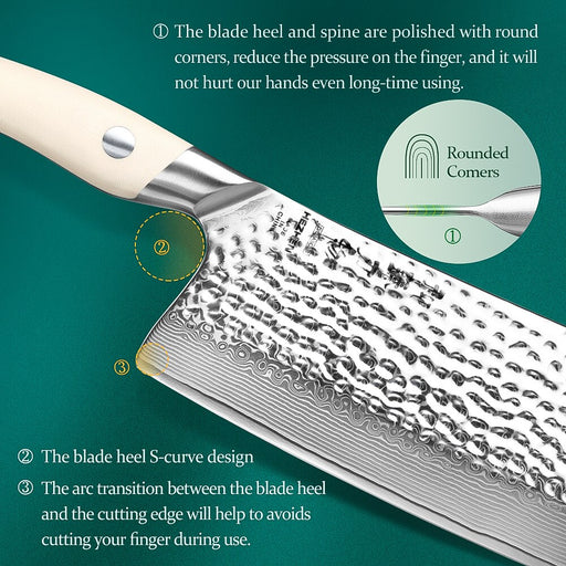 HEZHEN 7 Inch Bone Chopper Knife Damascus Steel Kitchen Knife Cooking Cutlery 2022 New Design Kitchen Tools Cooking Knife