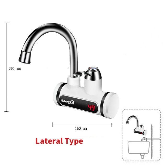 saengQ Electric Faucet Water Heater Temperature Display Instant Hot Water heaters Kitchen Tankless water heating China SLT101 Short EU