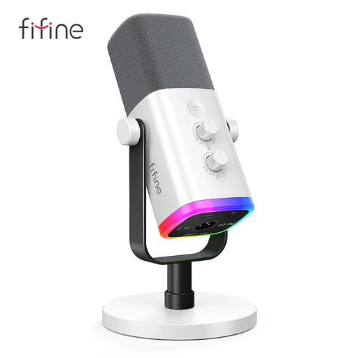 FIFINE USB/XLR Dynamic Microphone with RGB Control/Headphone jack/Mute,MIC for PC Gaming Recording Streaming AmpliGame-AM8 AM8W CHINA