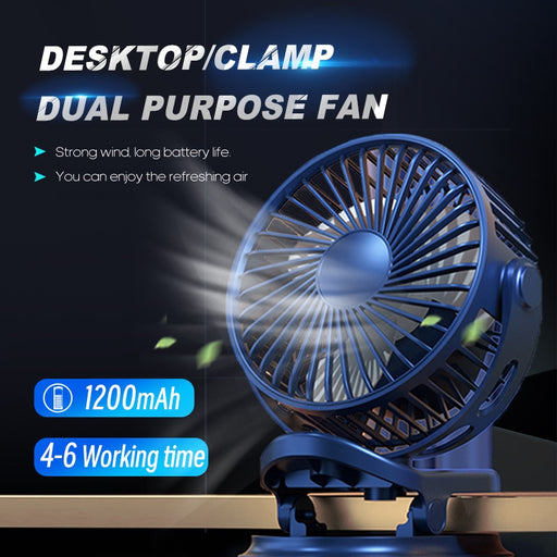 USB Mini Fan Mini Student Class Dormitory Quiet Office Desktop Clip Charging Fan Ultra Long Range Silent Clip Fan Rechargeable