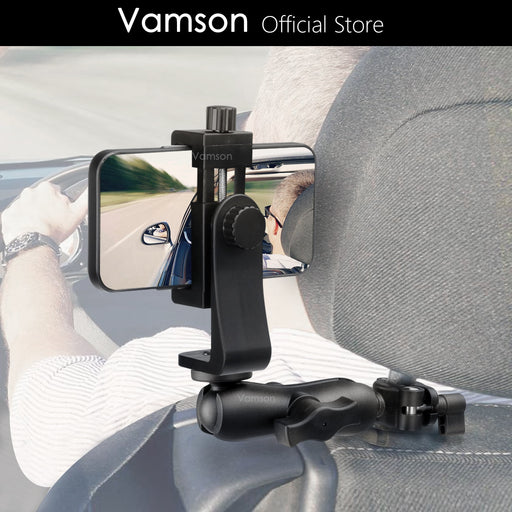 Vamson Car Phone Seat Mount Bracket Motorcycle Rearview Mirror Stand 360°Rotation Adjustment CellPhone Holder Clip Accessories