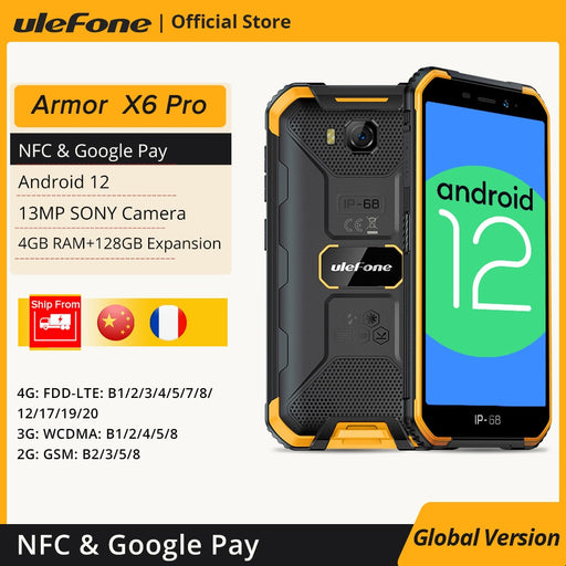 Ulefone Armor X6 Pro Rugged Waterproof Smartphone Android 12 NFC Mobile Phone 4GB RAM 128GB Expansion 4000mAh Cell Phone Global