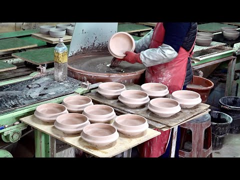 Amazing Korean Earthen Bowl Mass Production Process. Pottery Pot Factory