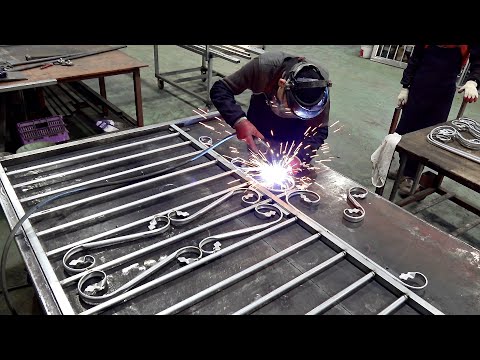 Process of Making Iron Fence. Ironworks Master in Korea