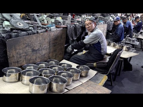 40 Year Old Stainless Steel Pot Factory. Cookware Mass Production Process