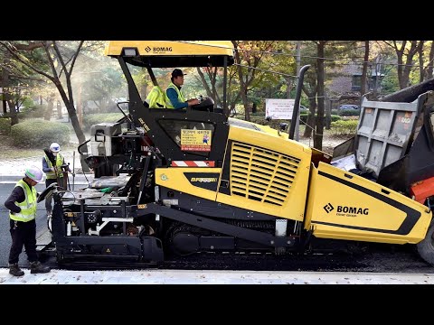 Amazing Korean Road Construction Process. New Asphalt Driveway Machinery Technology